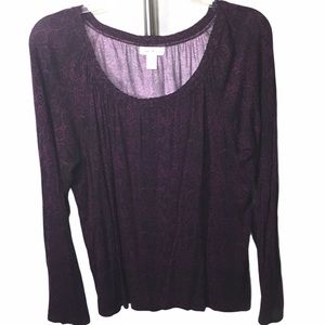 Jaclyn Smith Maroon Snakeskin Print Top